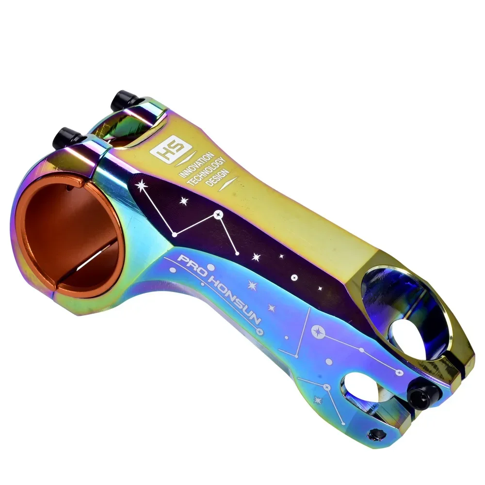 Colorful MTB Stem 90mm Aluminum XC AM DH Mountain Road Bike Stem -17 Degree Steerer Bicycle 31.8/35mm Handlebar Rainbow Stem