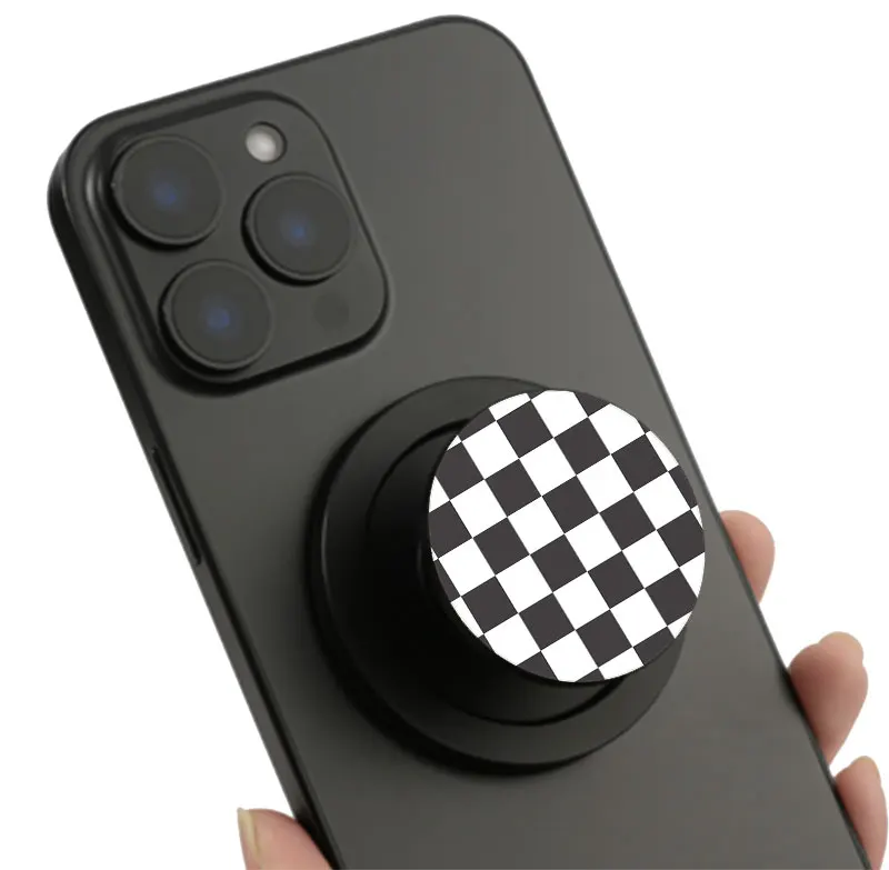 

Popped Phone Socket Phone Grip for MagSafe Magnetic Cellphone Holder for iphone 17 Air 16 15 14-CHECKER BLACK