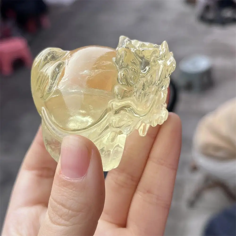 Natural Crystal Quartz Citrine Pixiu Carving Healing Ornaments Animal Statue Home Decor Room Decoration Gift Crystal Healing Sto