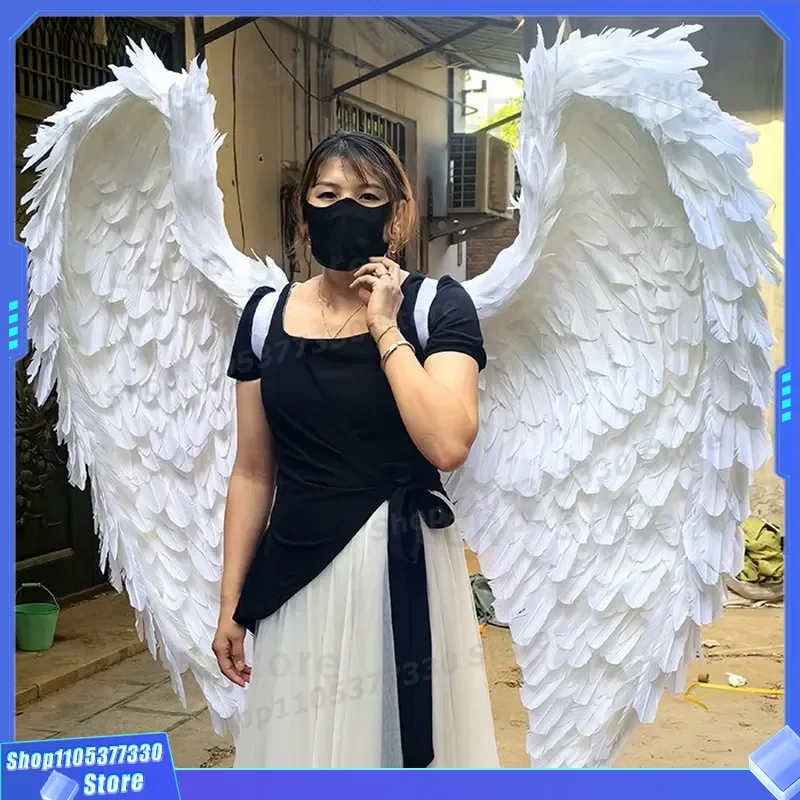 White Angel Feathered Wings for Wedding Photography Props Studio Window Wall Decoration Shooting Background Accessories