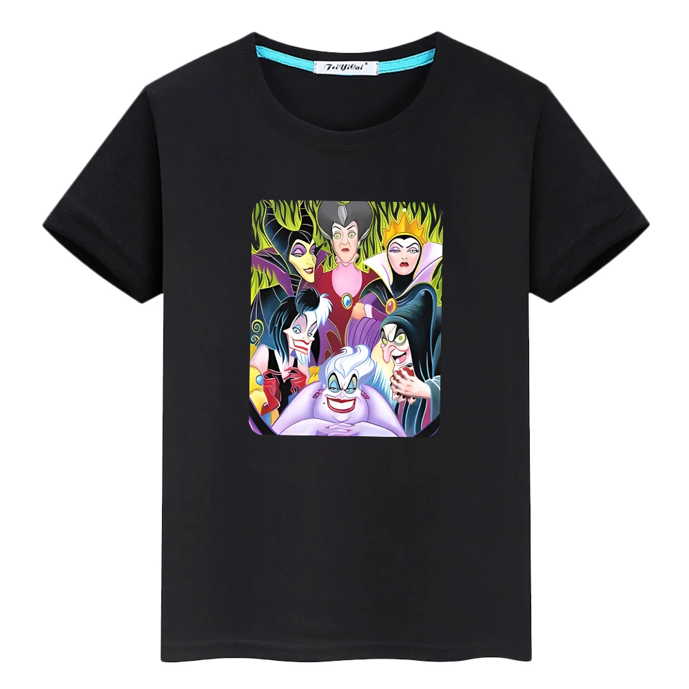 

Evil Queen Mys print 100%Cotton cartoon Cute Short t shirt for kids boy 10years y2k Anime Tops Halloween Tees kids clothes girls