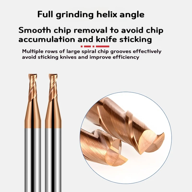 HRC58 2-Flute Decimal Point Nano Coating Milling Cutter Tungsten Steel Carbide CNC Machining Endmills Tools