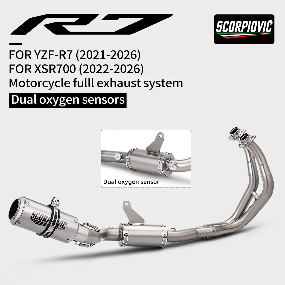 

Suitable for YZF-R7 XSR700 motorcycle stainless steel (2 oxygen sensing ports) R7 front exhaust system set 51mm (2021-2026 model
