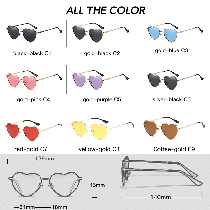 RUOBO Love Heart Shaped Polarized Sunglasses Women Men Sweet Design Eyewear Party Sun Glasses Outdoor Goggle UV400 Oculos De Sol