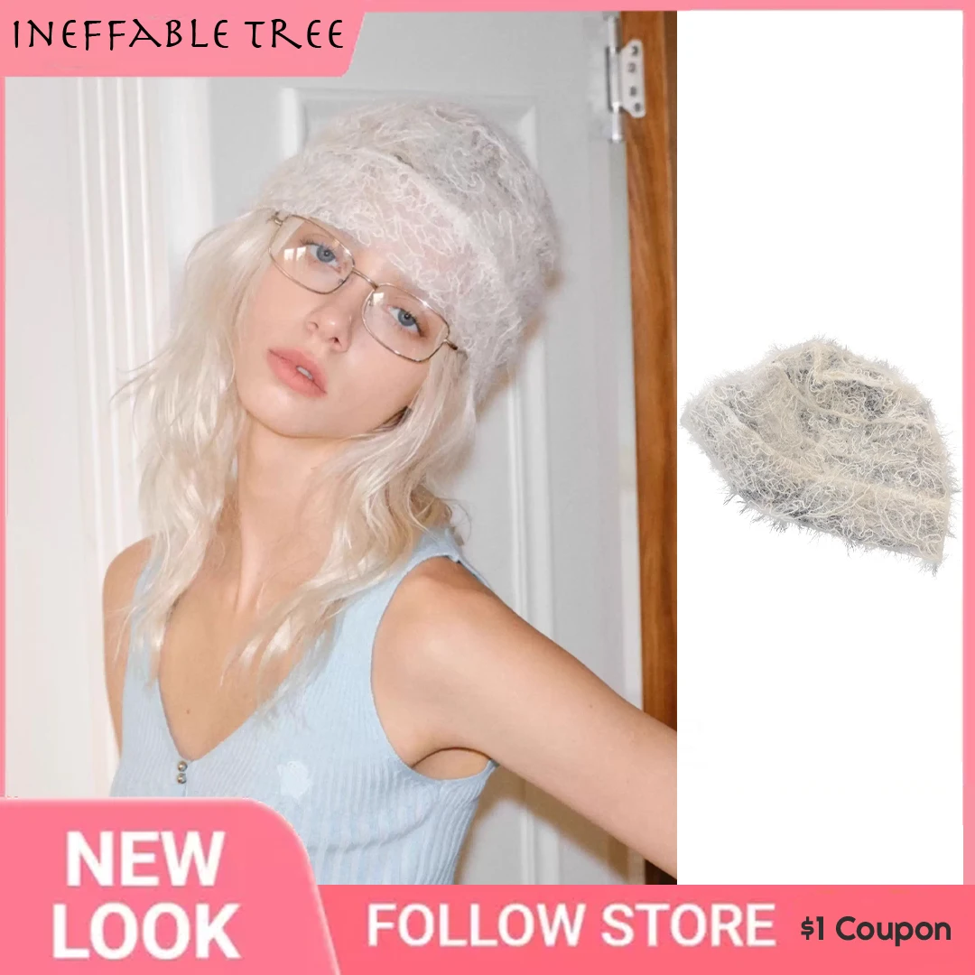 

Y2K Retro Lace Mist Sensation Women's Spring Summer Versatile Small Face Illusory Overhead Sweet Beanie Hat Gorras Para Mujer
