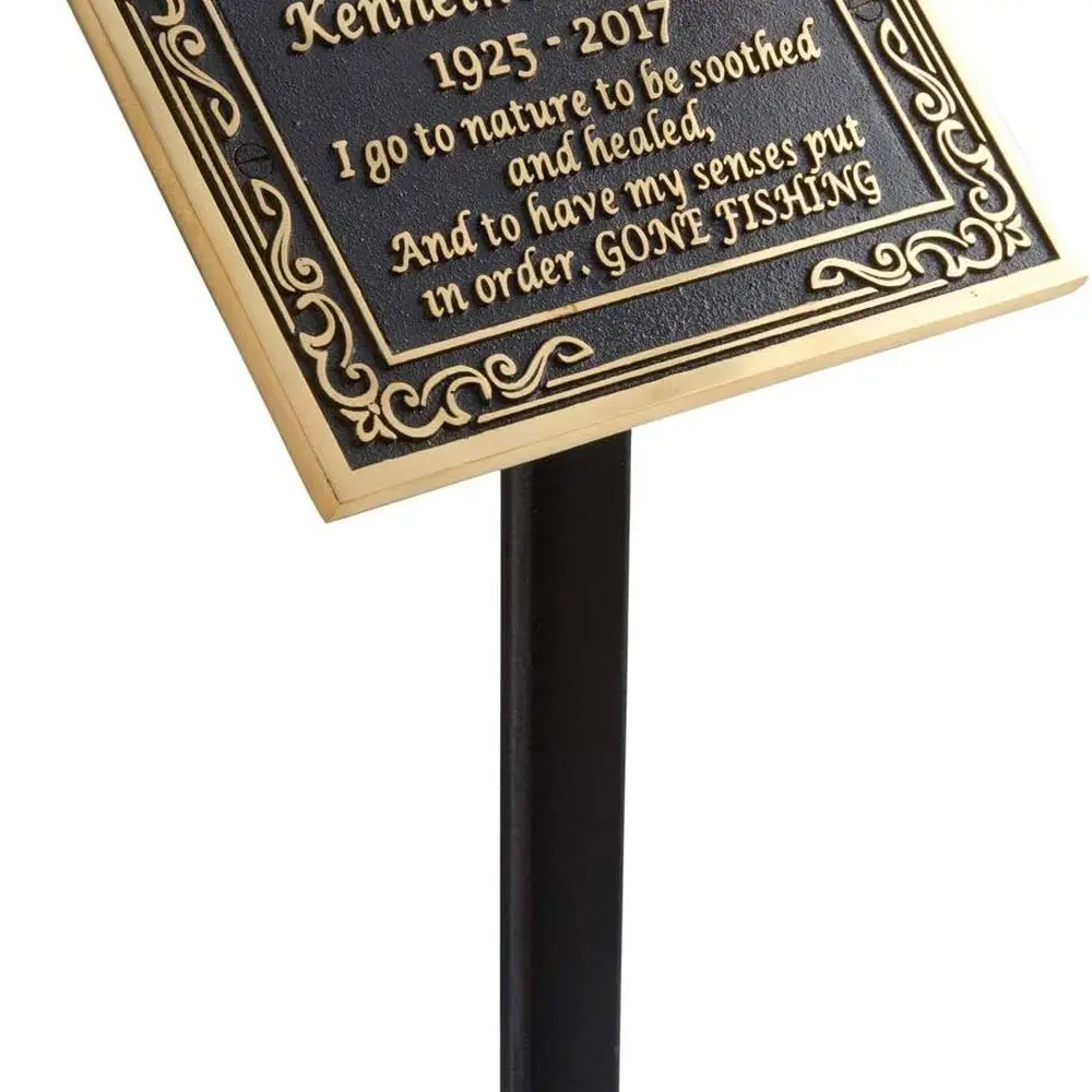 

Custom Engraved Memorial Cross for Beloved Mother or Grandparents - Garden Stone Statue in Brass with Stake