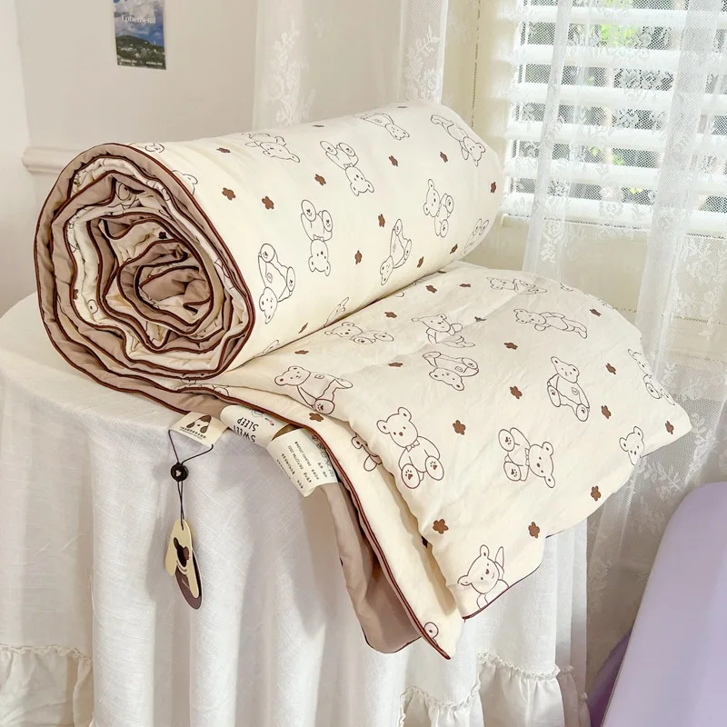 A-Class Pure Cotton Summer Soybean Fiber Blanket, Cartoon Air-Conditioned Blanket for Student Single Double Bed