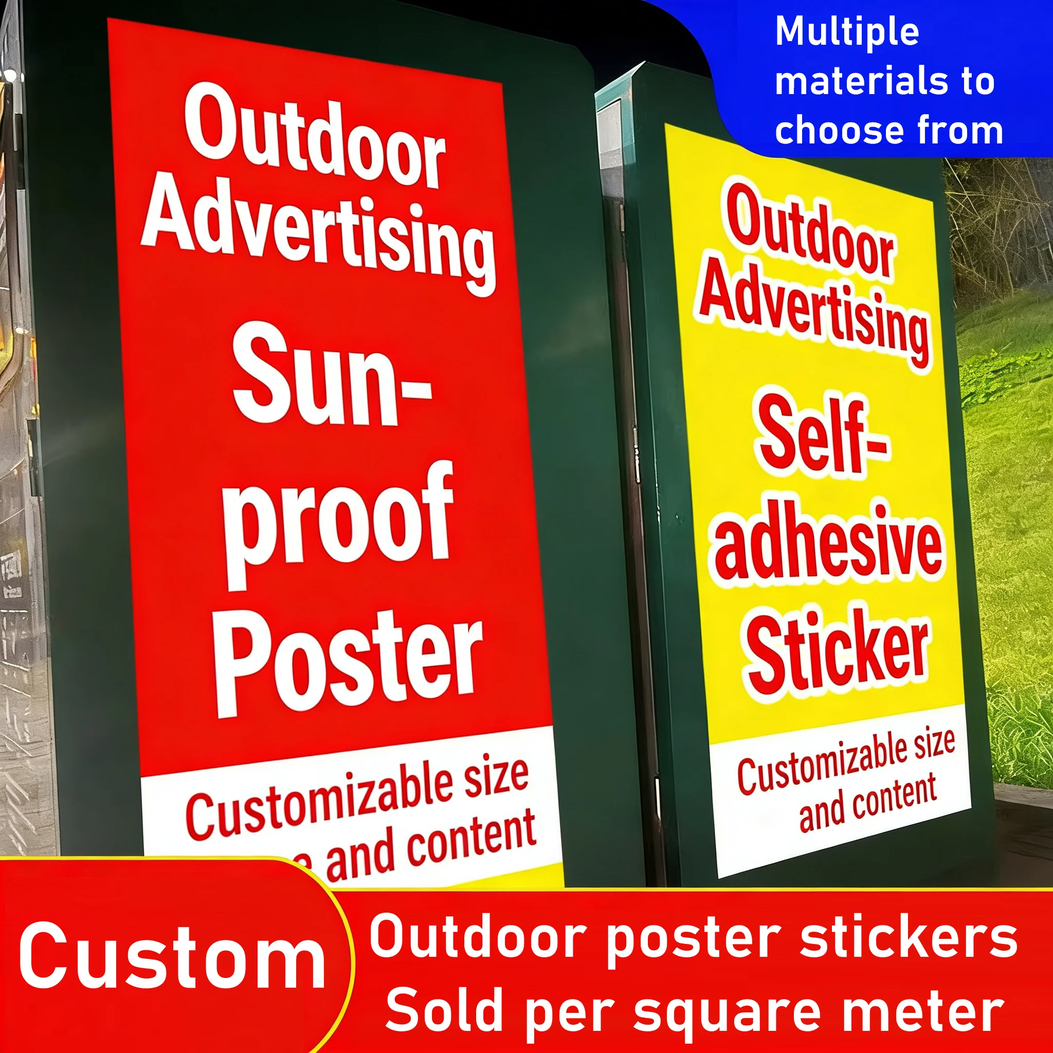 Pegatinas de póster AIMOR para publicidad y decoración de puertas de vidrio de centros comerciales, logotipo personalizado, promoción de películas al aire libre