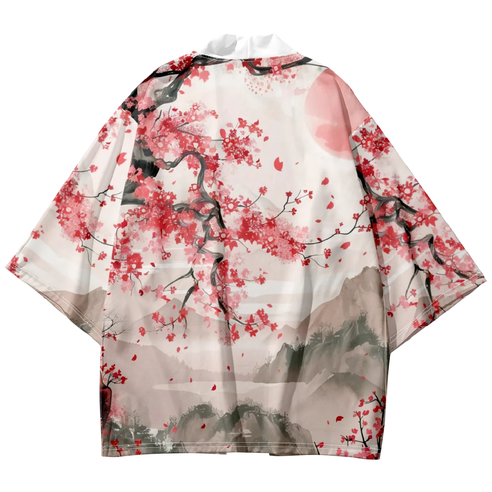 كيمونو ياباني رجل خمر الزهور طباعة قميص الملابس Harajuku سترة للرجال التقليدية هاوري كيمونو النساء #4