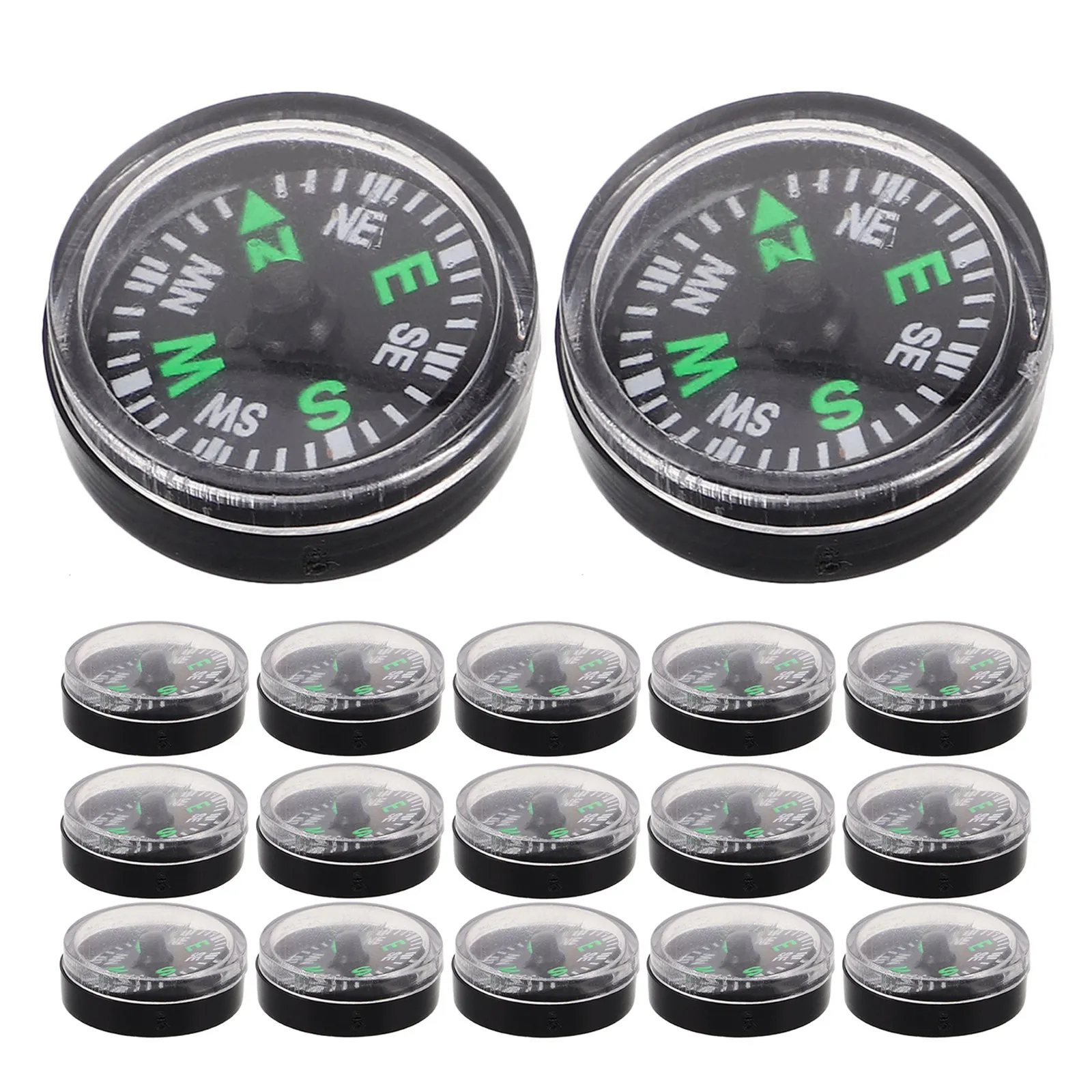 20 Pcs Compass Kit Camping Backpacking Accessory for Car Hiking Outdoor Adventure Climbing Button Bulk