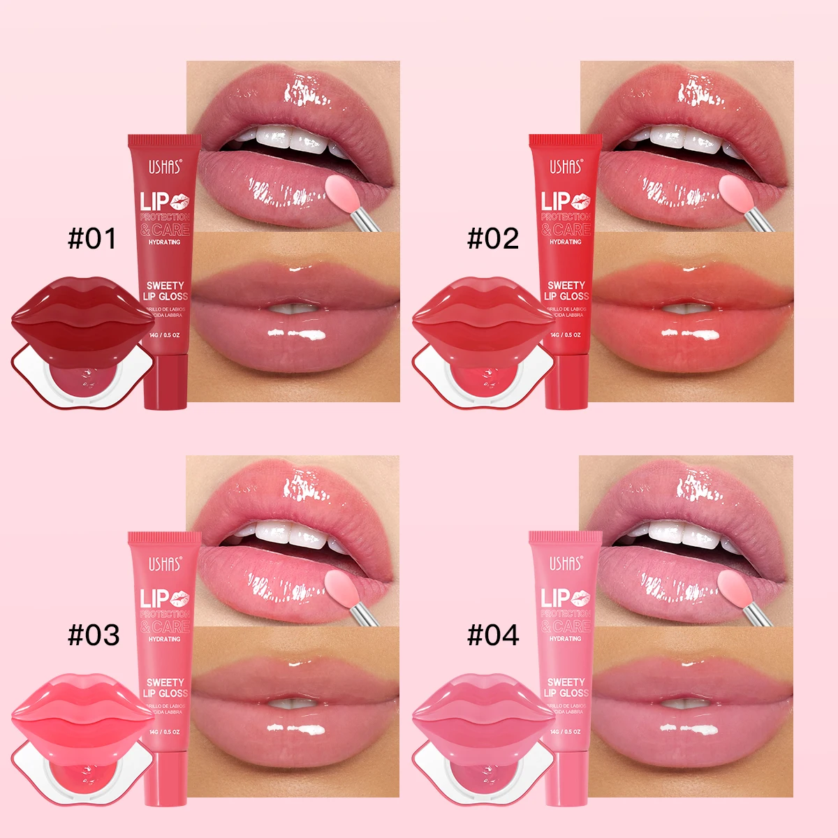 O conjunto USHAS Sweetheart Lip Color e Lip Balm fornece proteção hidratante para lábios secos e rachados.