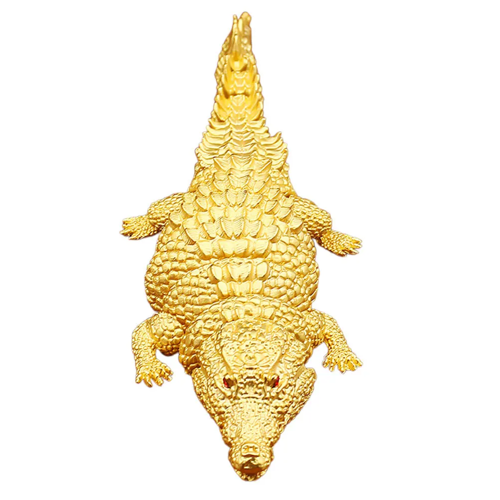 

Golden Alligator Statue Metal Movable Joint Decorative Sculpture for Tea Table Desk Home Office Feng Shui Wealth Prosperity