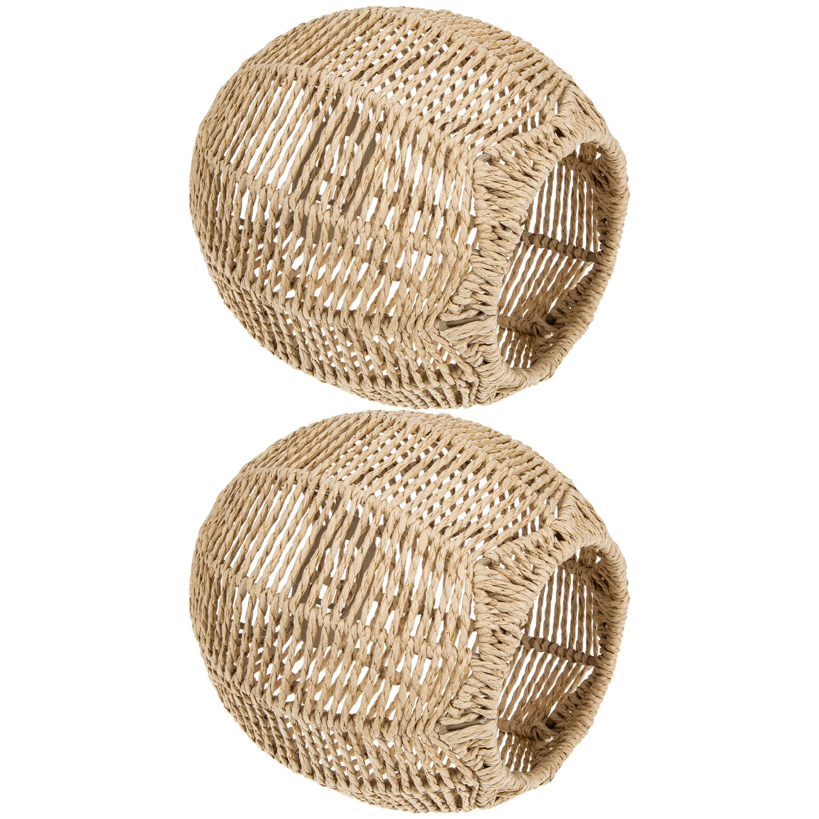 

2pcs Bamboo Lampshade Woven Woven Hanging Lamp Cover Hanging Pendant Light Cover Rustic Eco Braided Shade Lighting Fixture