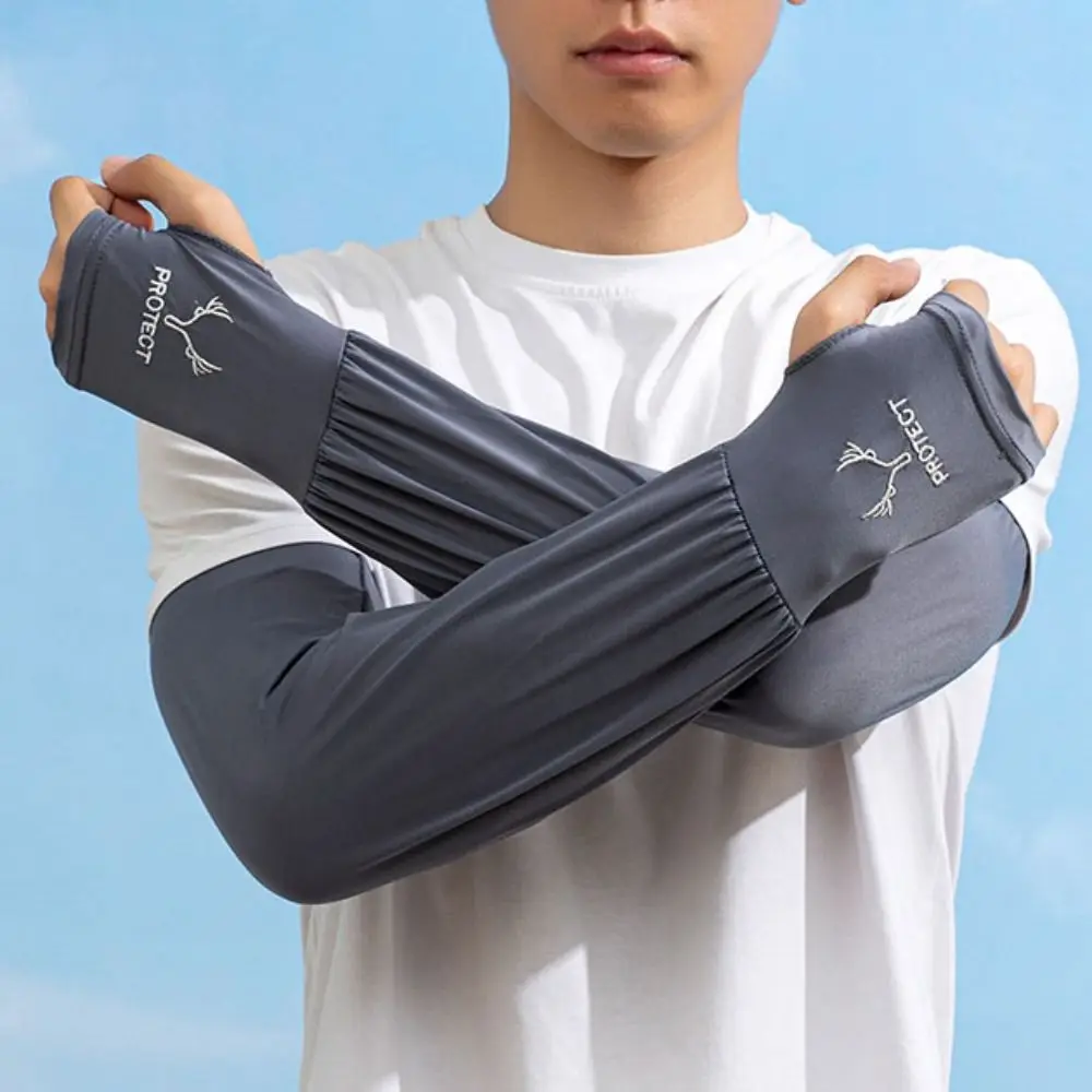 Anti-UV Ice Silk Sleeves UV Insulation Sun Protection Sunscreen Sleeve Long-sleeved Glove Arm Covers Cycling Gloves Women/men