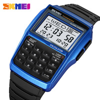 SKMEI 2255 Casual Phone Book Digital Mens Wristwatches Montre Homme Sports Waterproof Watch for Men Dual Time Countdown