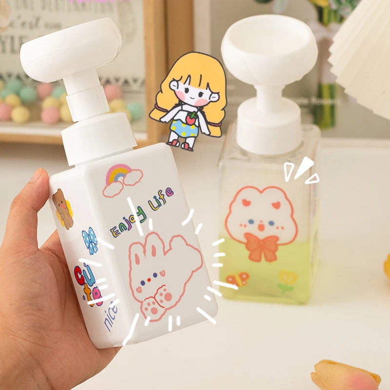 Creative Cute Flower Foam Press Bottle Bathroom Lotion Shower Gel Hand Soap Foamer Household Cleaning Accessories