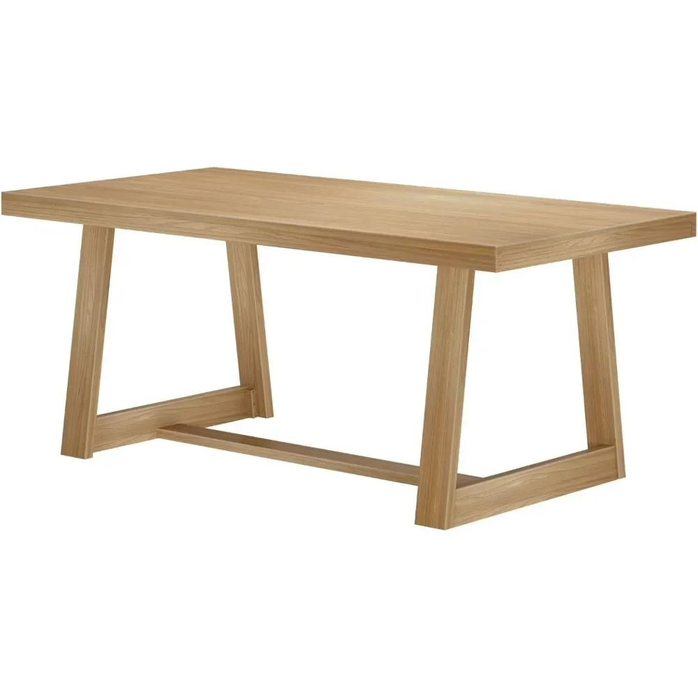 Mesa de comedor de granja de 72 pulgadas, mesa de cocina rústica de madera maciza, mesa de cena rectangular de madera grande para comedor