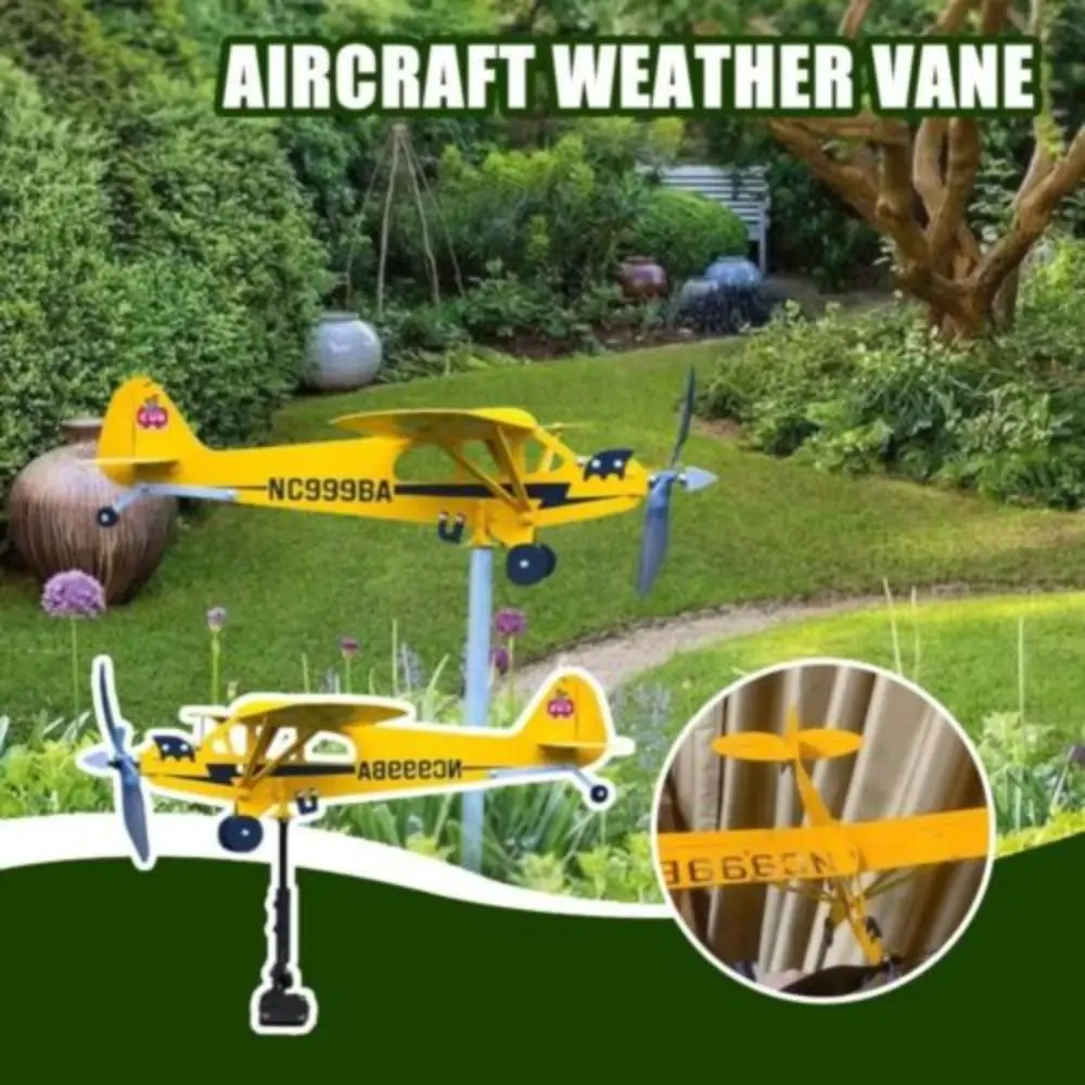 Outdoor 3D Pipe Garden Decoration Wind Direction Compass Airplane Weathervane Weather Vane