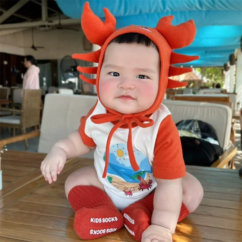 

Funny Crab Newborn Baby Clothes Boy Girl Bodysuits Korean ropa de bebe Short Sleeves Cotton Baby Romper Cartoon Baby Outfits