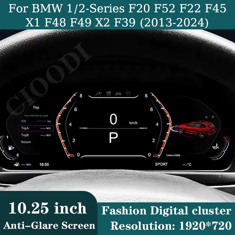 

10.25"Lcd Dashboard Display For BMW 1 2 Series F20 F52 F22 F45 X1 F48 F49 X2 F39 2013-2024 Speedometer Virtual Cockpit Digital