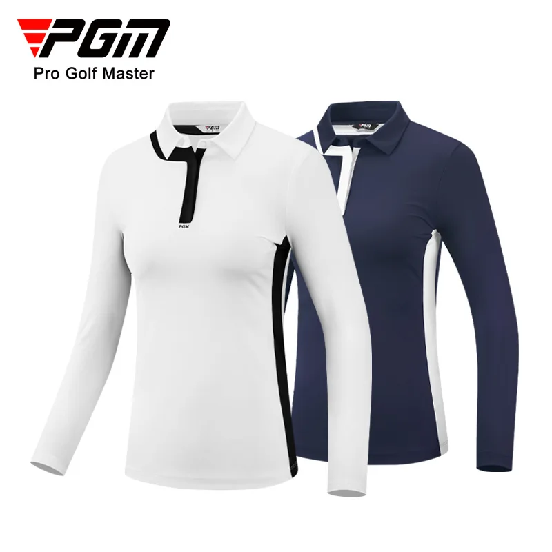 PGM Damska koszulka golfowa z długim rękawem dla kobiet T Shirt Jesień Zima Sportowy kolor tkaniny Kontrastowa strona Slim Design YF531