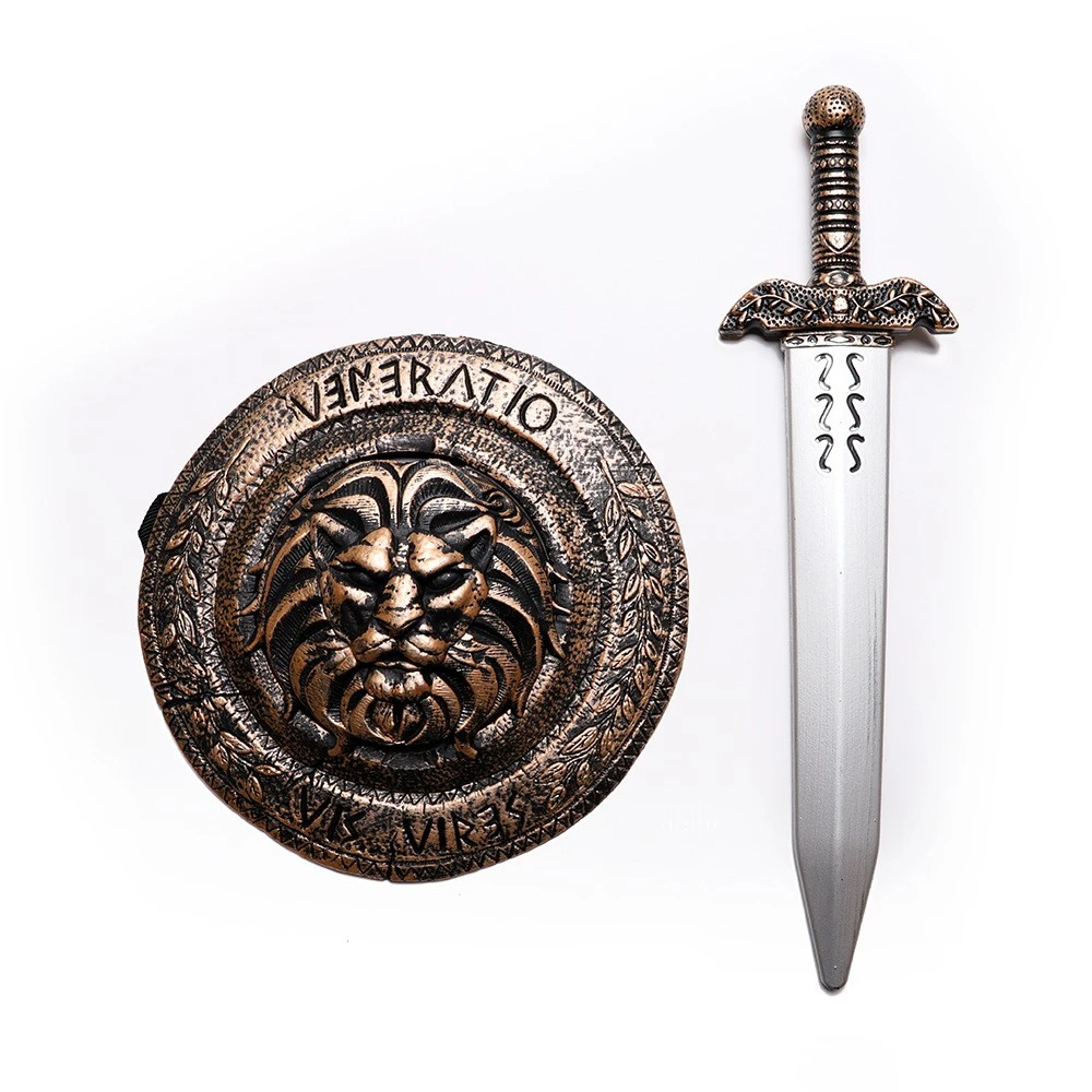 Accessori cosplay di Halloween Ancichi guerrieri romani Scudo Spada Armi Puntelli per costumi Bambini Ragazzo Festa di compleanno Regalo Giocattoli