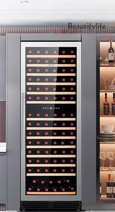 

gg Wine Cabinet Constant Temperature Wine Cabinet Ice Bar Stainless Steel Double Door Double Use Refrigerated Ice Bar Wine Cabin