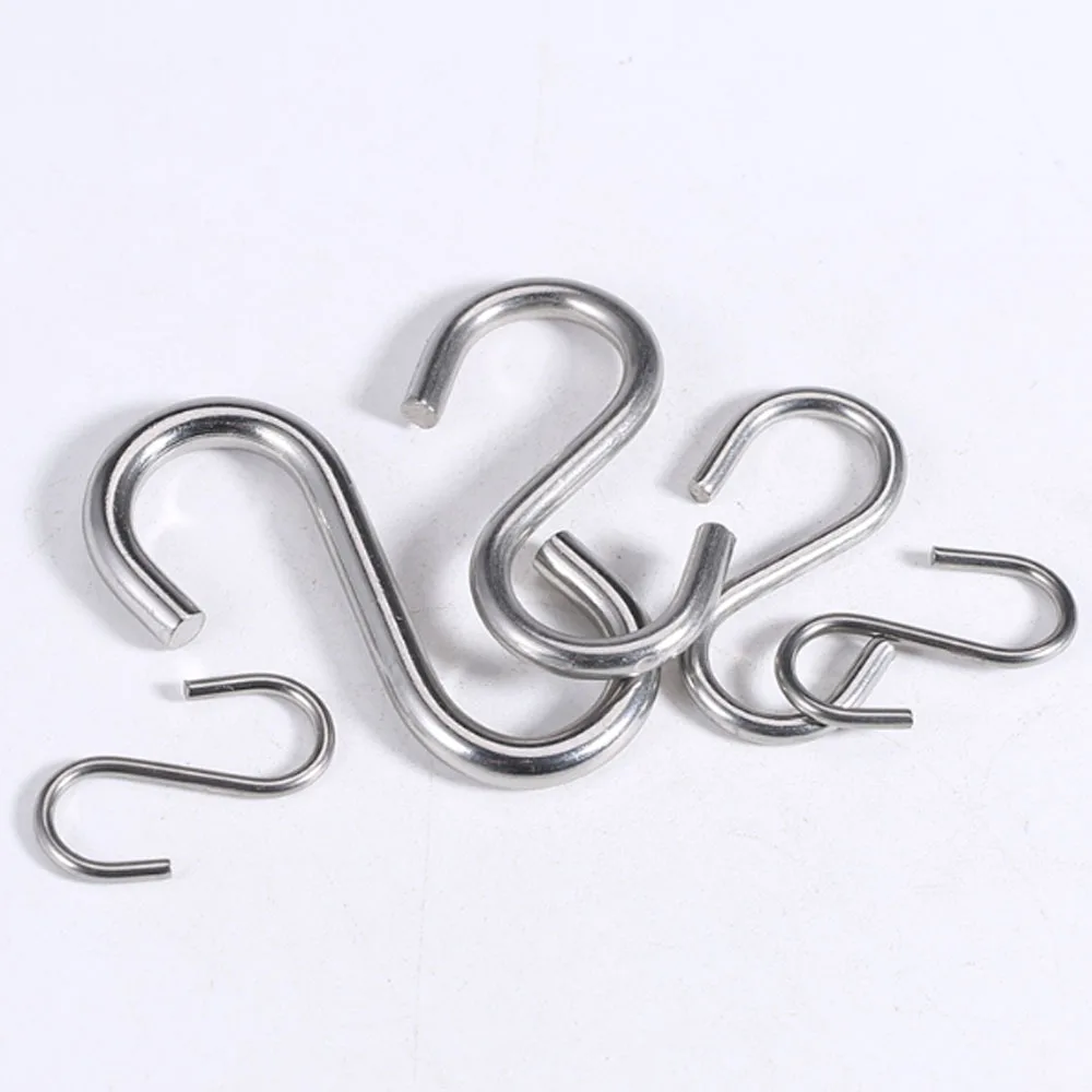 Multi-function Hook 304 Stainless Steel S-type Hook M2 -M10 Bedroom Kitchen Bathroom Hanging Storage Metal Hanger Load-bearing