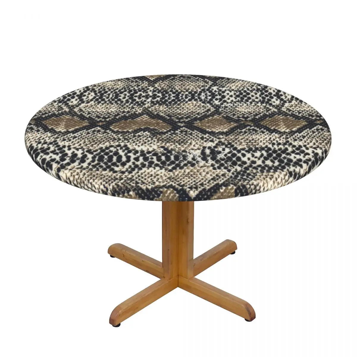 Snake Skin Print Tablecloth Round Elastic Fitted Oilproof Snakeskin Animal Texture Table Cloth Cover for Banquet