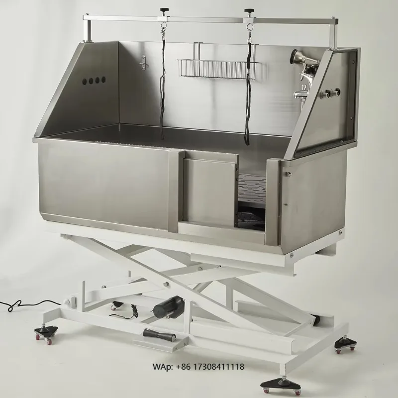 Luxury Stainless Steel PET Electrical Lifting Sink Dog Grooming Shower Bath Tub Iron Construction for Bathroom Use