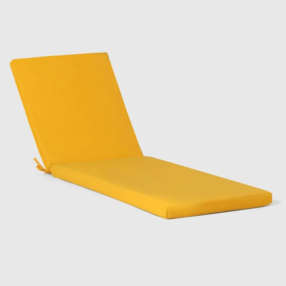 طقم وسائد كراسي استرخاء خارجية مكونة من قطعتين، 74 × 22.5، أصفر، تصميم مريح للاسترخاء