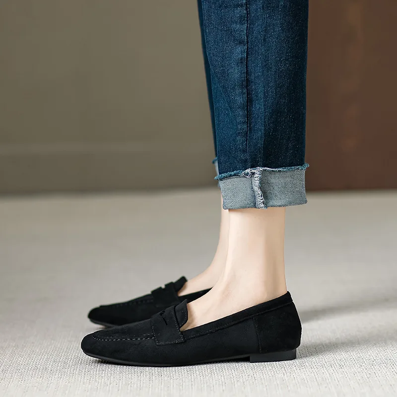 Shoes Woman 2024 Round Toe All-Match Loafers With Fur Shallow Mouth Modis Soft Casual Female Sneakers Flats New Moccasin Retro S