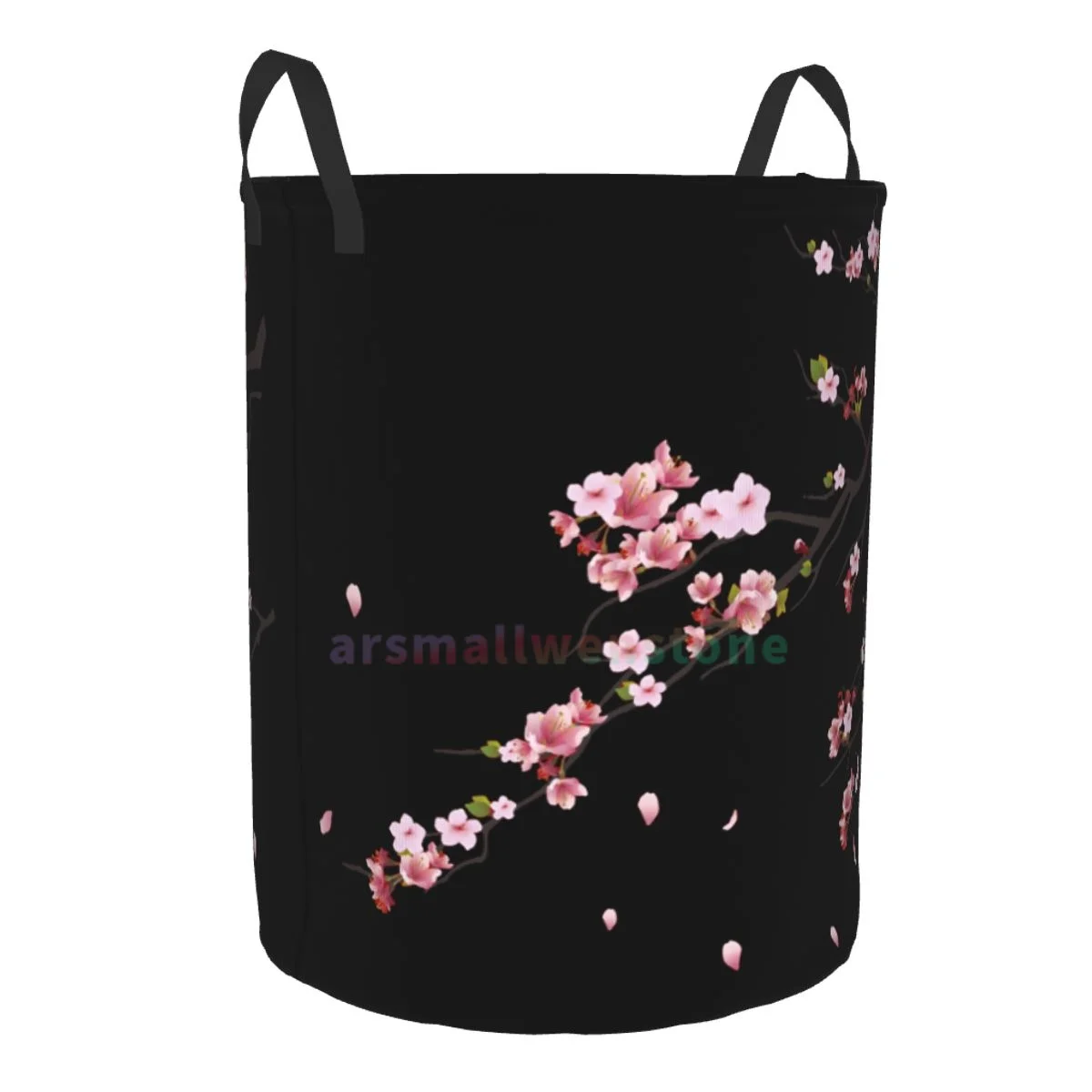 Japanese Sakura Branch Round Laundry Hamper Storage Basket Toys Clothes Organizer Bin for Home Bathroom Bedroom Dorm Nursery