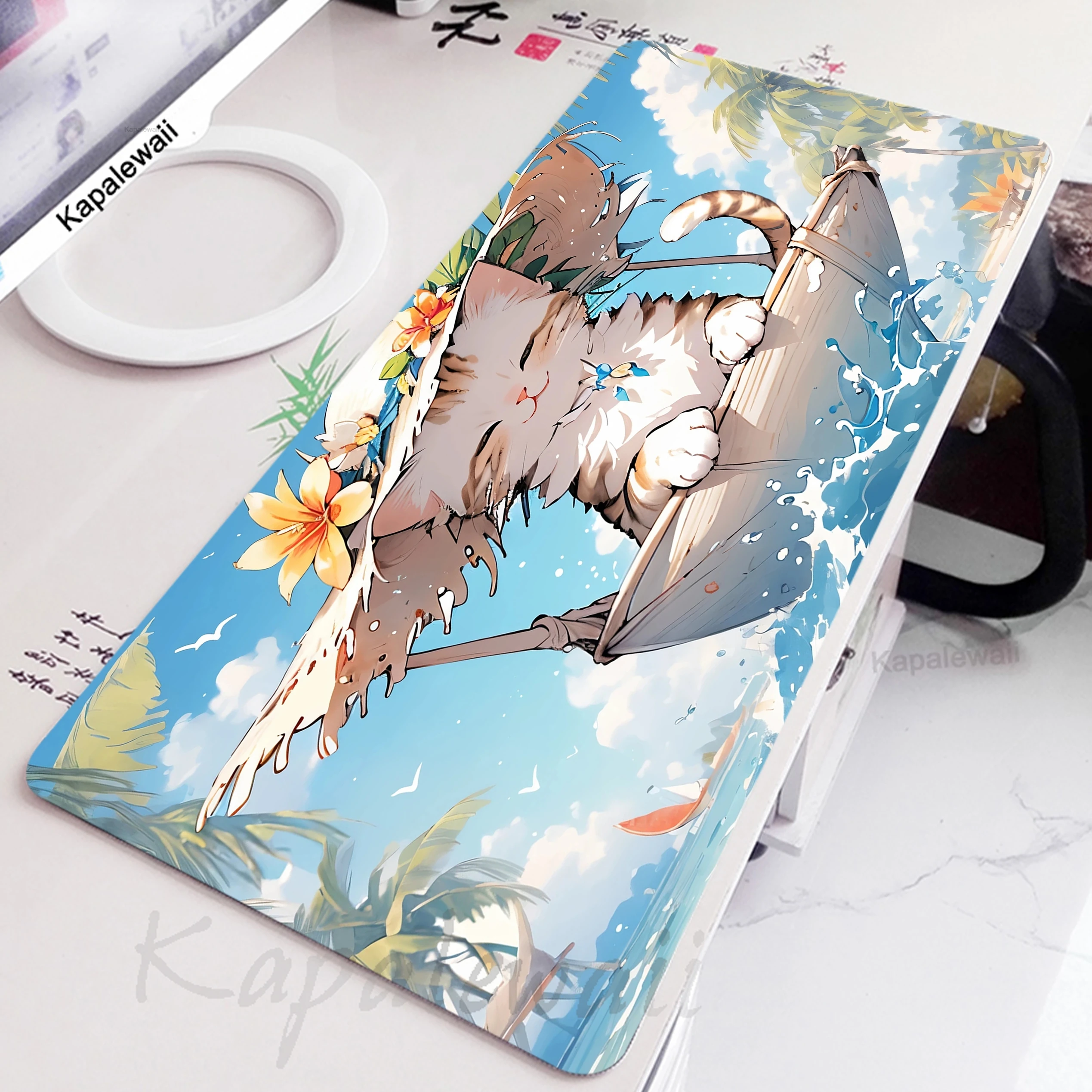 

Kawaii Cute Cat Large Mouse Pad Gamer HD Print Mousepad Office Accessories for Desk Mat Game Speed Keyboard Pads 900x400mm