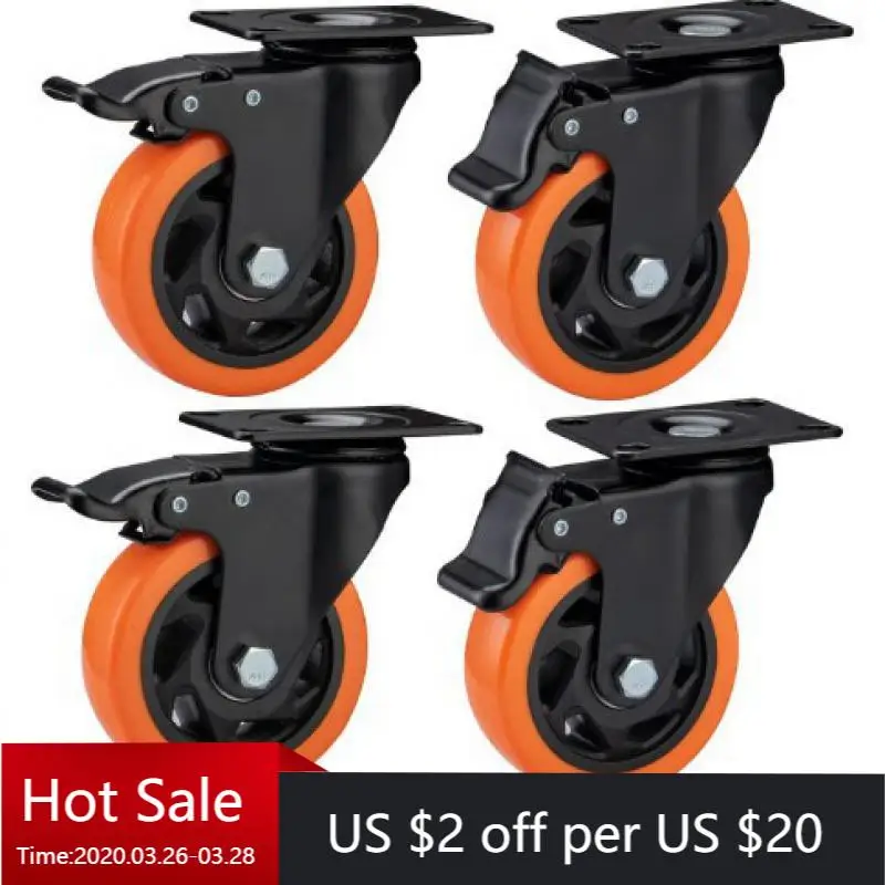 

1 Pcs 4 Inch Medium-Duty Orange Floral Ventilated Swivel Brake Caster for Industrial/Furniture Use