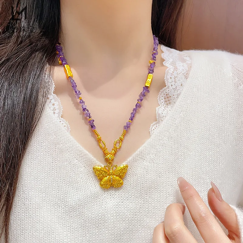

Gold Shop Same Style 9999 24K Real Gold Women's Gold Necklace Pendant Birthday Gift Exquisite Luxury Jewelry
