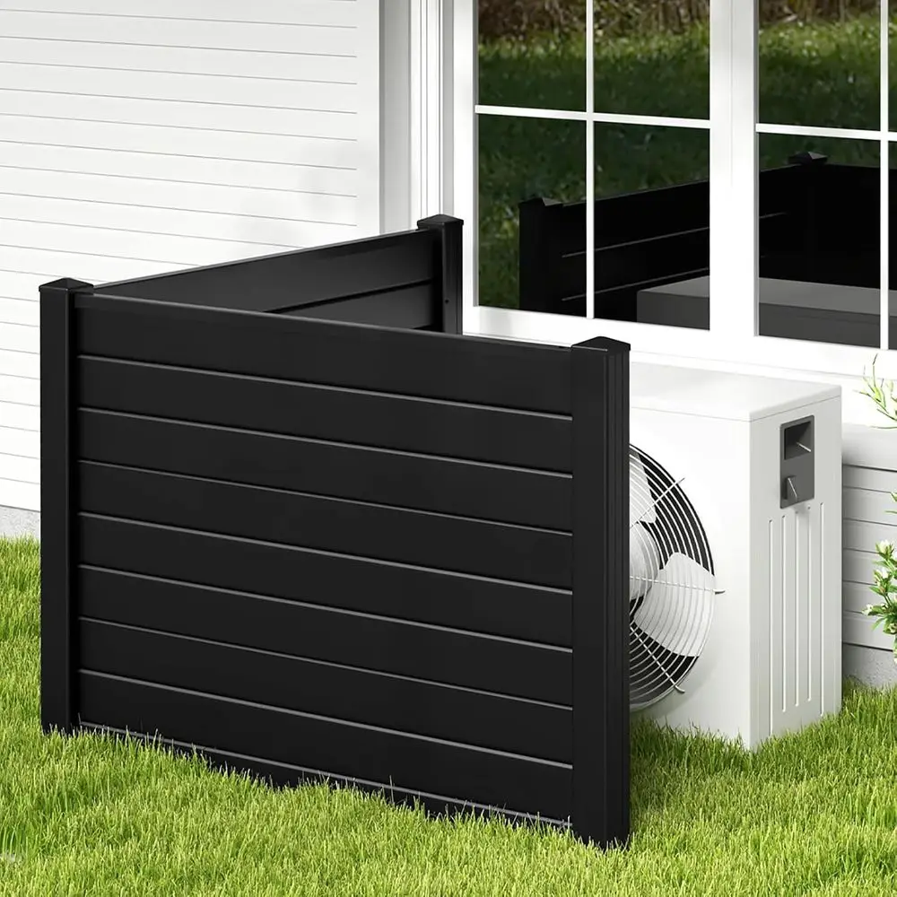 Air Conditioner ence 2 Panels - 48''W x 36''H Outdoor Privacy Sn Trash Can Enclosure with 3 Stakes, PP Vinyl reestanding Picket