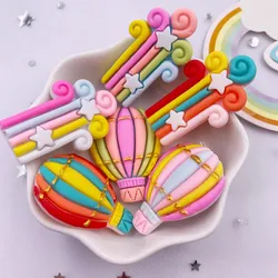 10PCS Resin Kawaii Colorful Stars Rainbows Hot Air Balloon Flatback Stone Scrapbook DIY Home Figurine Decor Crafts OM32