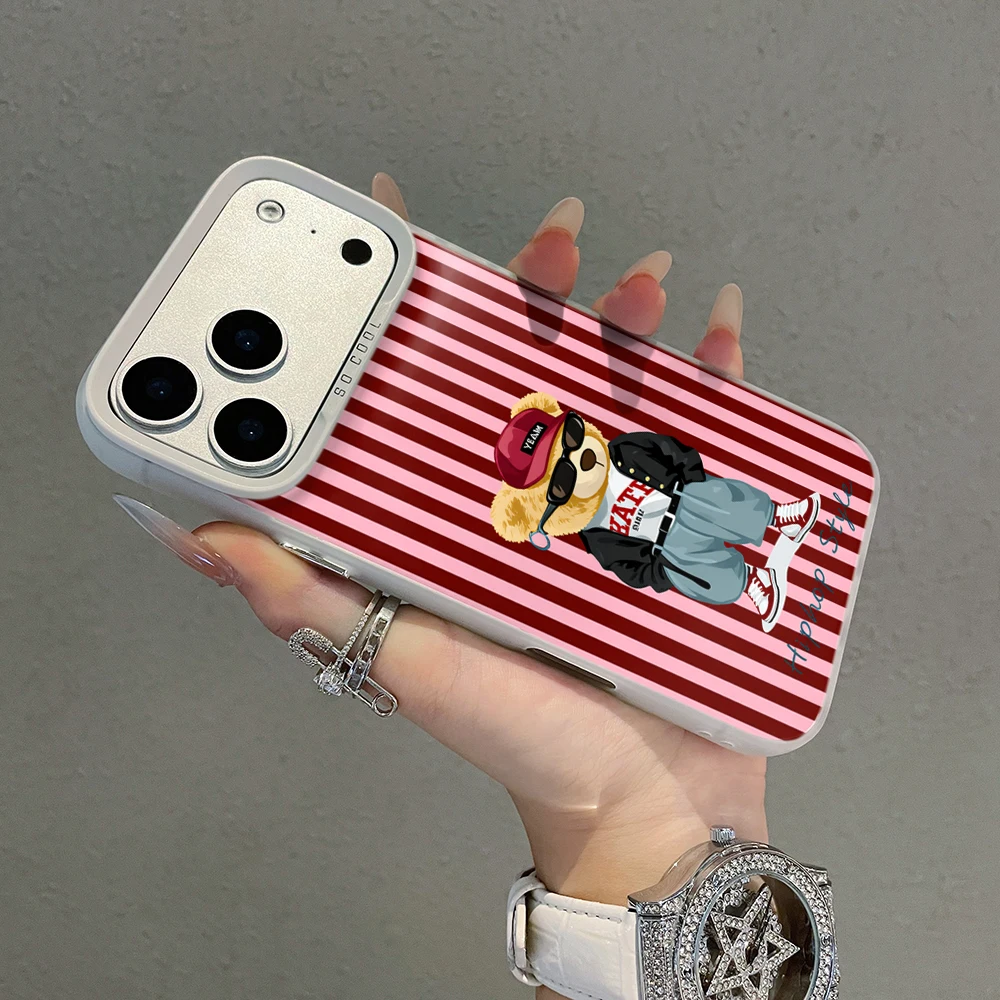 Für iPhone 17 15 16 14 Pro Max Hülle Plus Gestreiftes Cooles Bärenmuster Cover Für iPhone 13 11 12 ProMax XS XR XS 7 8 Plus 16E Hüllen – Detail 5