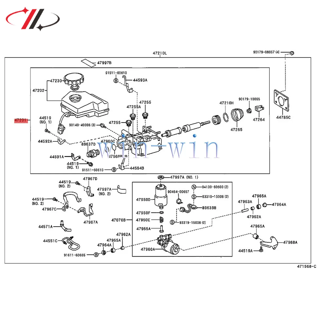 Hamulec samochodowy Cylinder główny, akcesorium do Toyota Hilux VI Land Cruiser 90 PRADO ZJ95 KZJ 47201-60680 1996 2005 4720160680