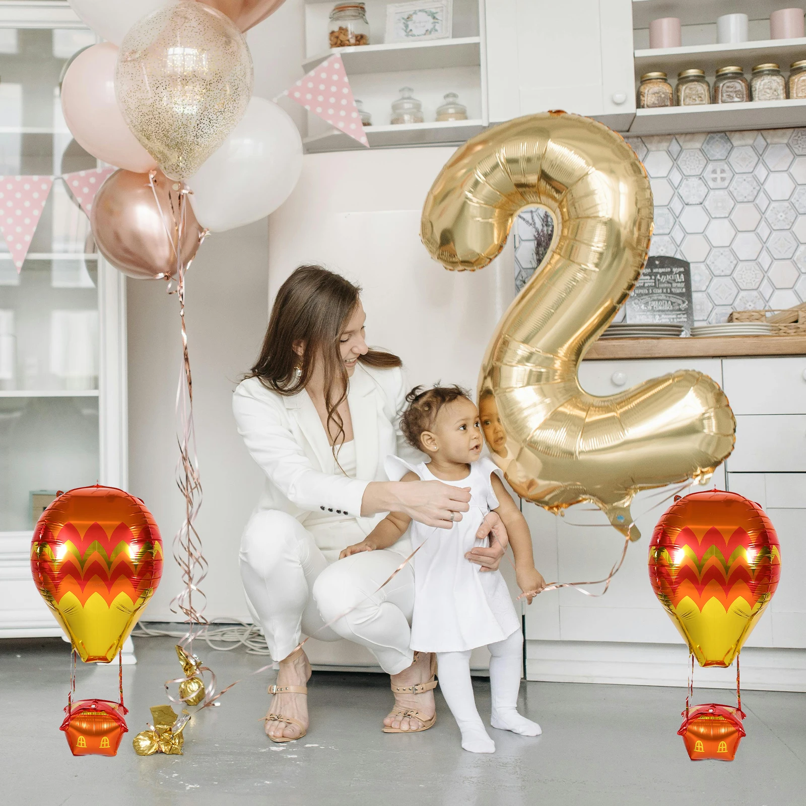 

5 Pcs Hot Air Balloon Hanging Decor Birthday Party Decorations Aluminum Film Aluminium Foil Balloons