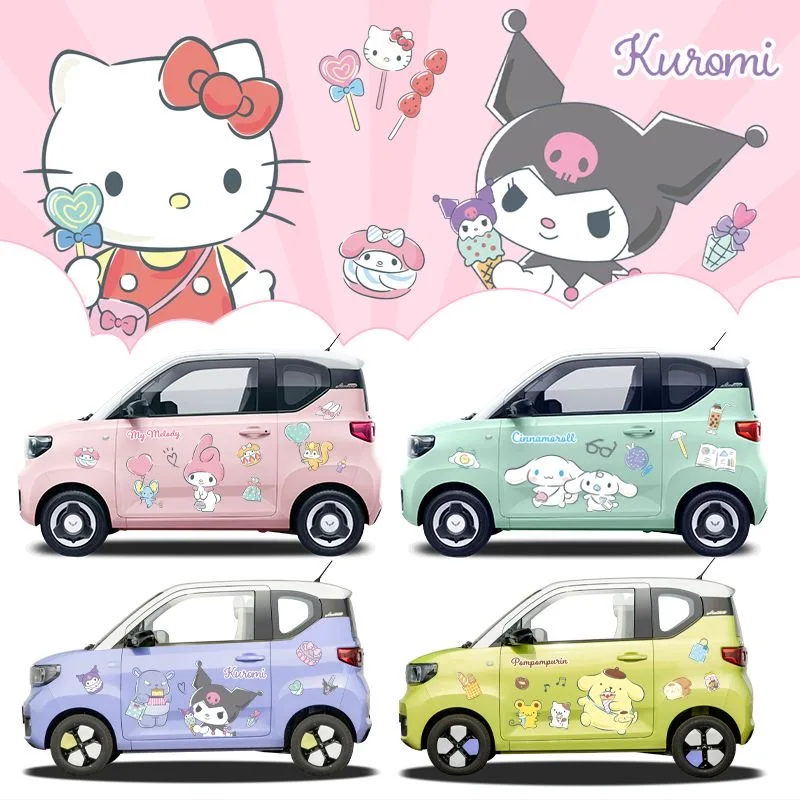 Saniro Hello Kitty Sticker Cartoon Cinnamoroll Car Scratch Covered Decorative Sticker Display Window Glass Waterproof Sticker