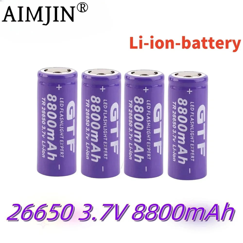 

100% New 26650 3.7V 8800mAh lithium ion battery for LED flashlight Torch Li-ion Accumulator Battery, high quality.