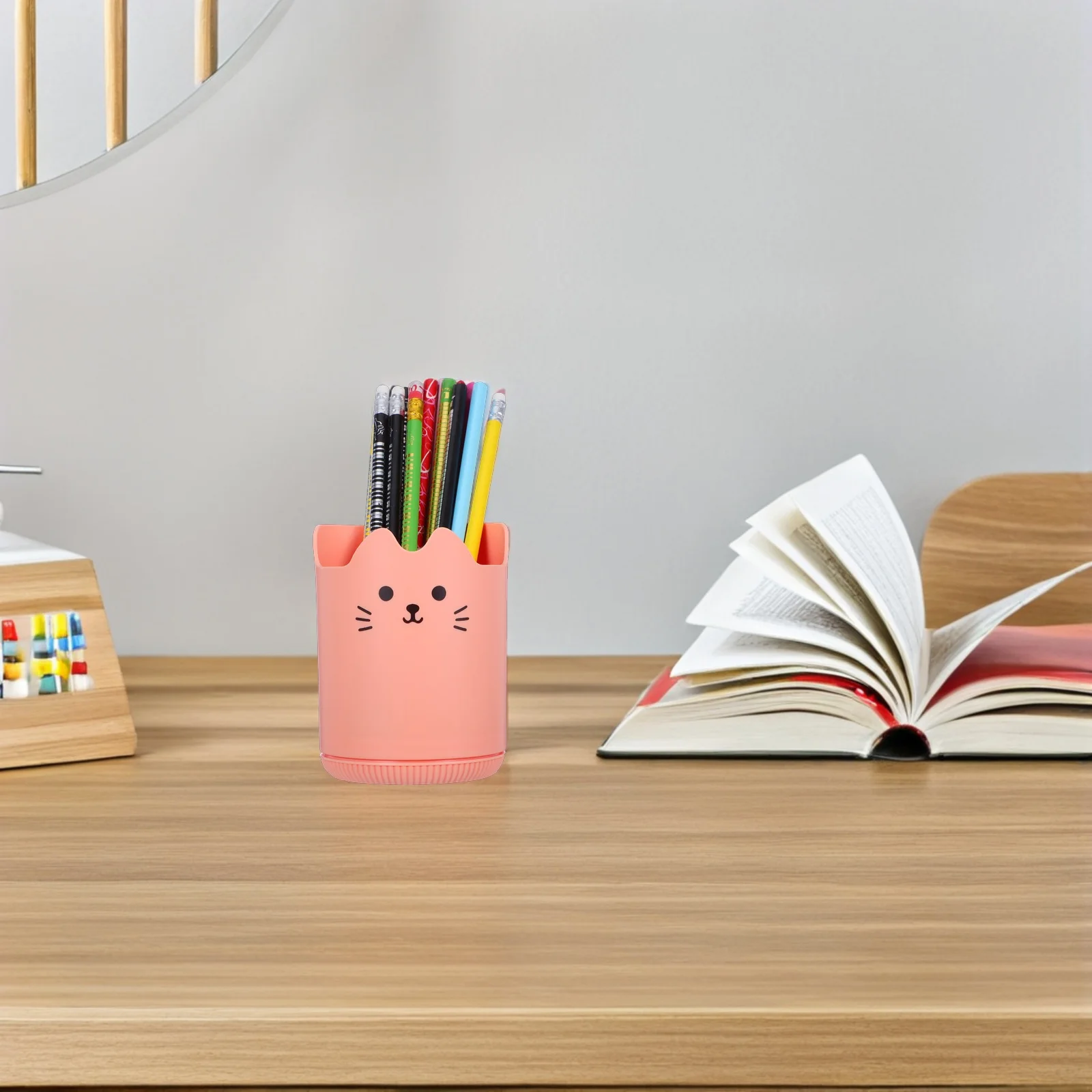 

Large Capacity Desktop Cartoon Pen Holder Pink Cute Pencil Holder Organizer Multi Functional Stationery Storage Box Office