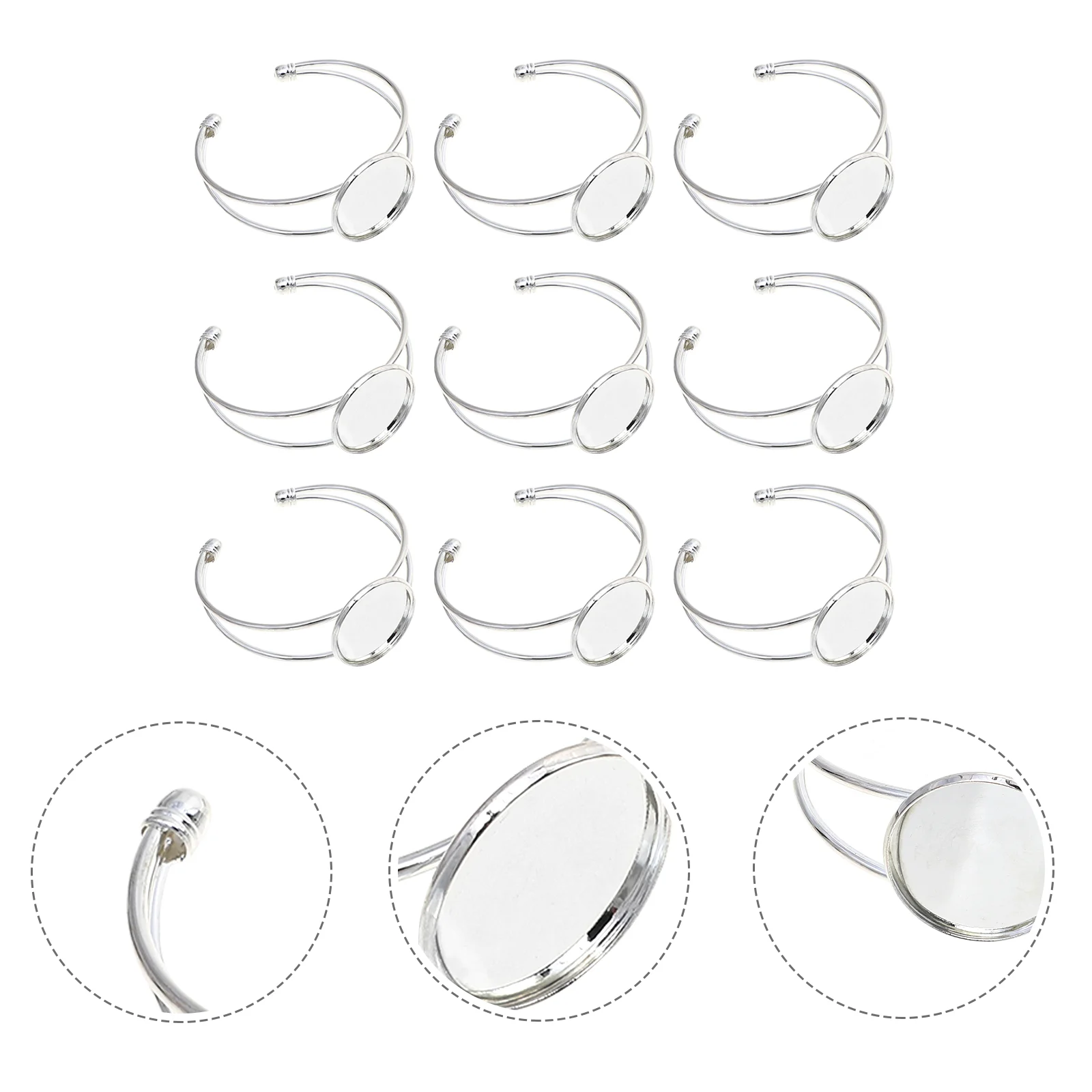 10 Pcs Copper Bracelet Base Kits Blank Bezel Materials Home Craft Supplies Jewelry Making Tools Customizable