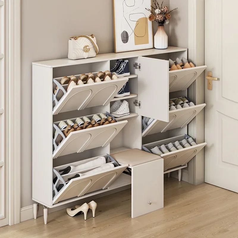 Meuble de rangement pour chaussures ultra-fin de style crème français, économique pour la maison, pour couloir et entrée