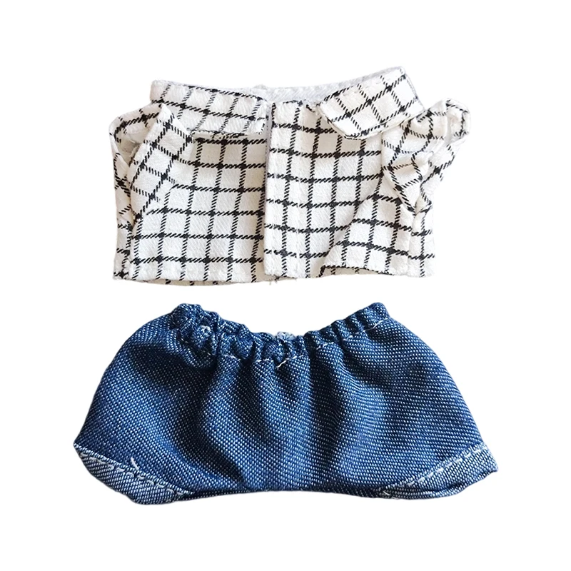 

17 см мини-кукольная одежда, аксессуары для корейки Kpop Exo Labubu Idol V1 V2, полосатый свитер, комбинезон, очки, шляпа, одежда