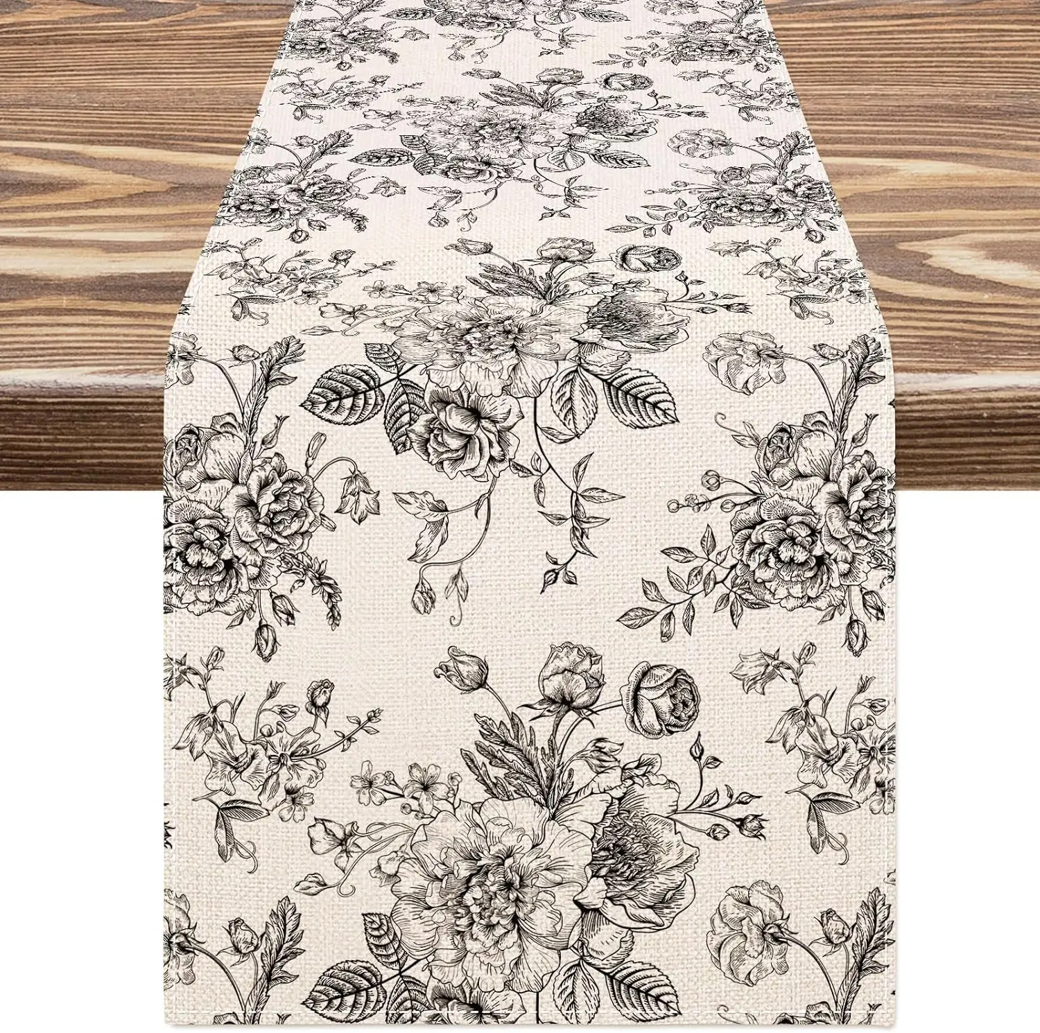 Elegant Chinoiserie Floral Linen Table Runner Reusable Dining Table Dresser Scarf Home Party Decor
