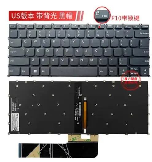 US Black Keyboard For LENOVO  IdeaPad 5 Pro-14ACN6 5 Pro-14ITL6 5 Pro-5-14ALC05 with BACKLIT(F10 key is locking key)