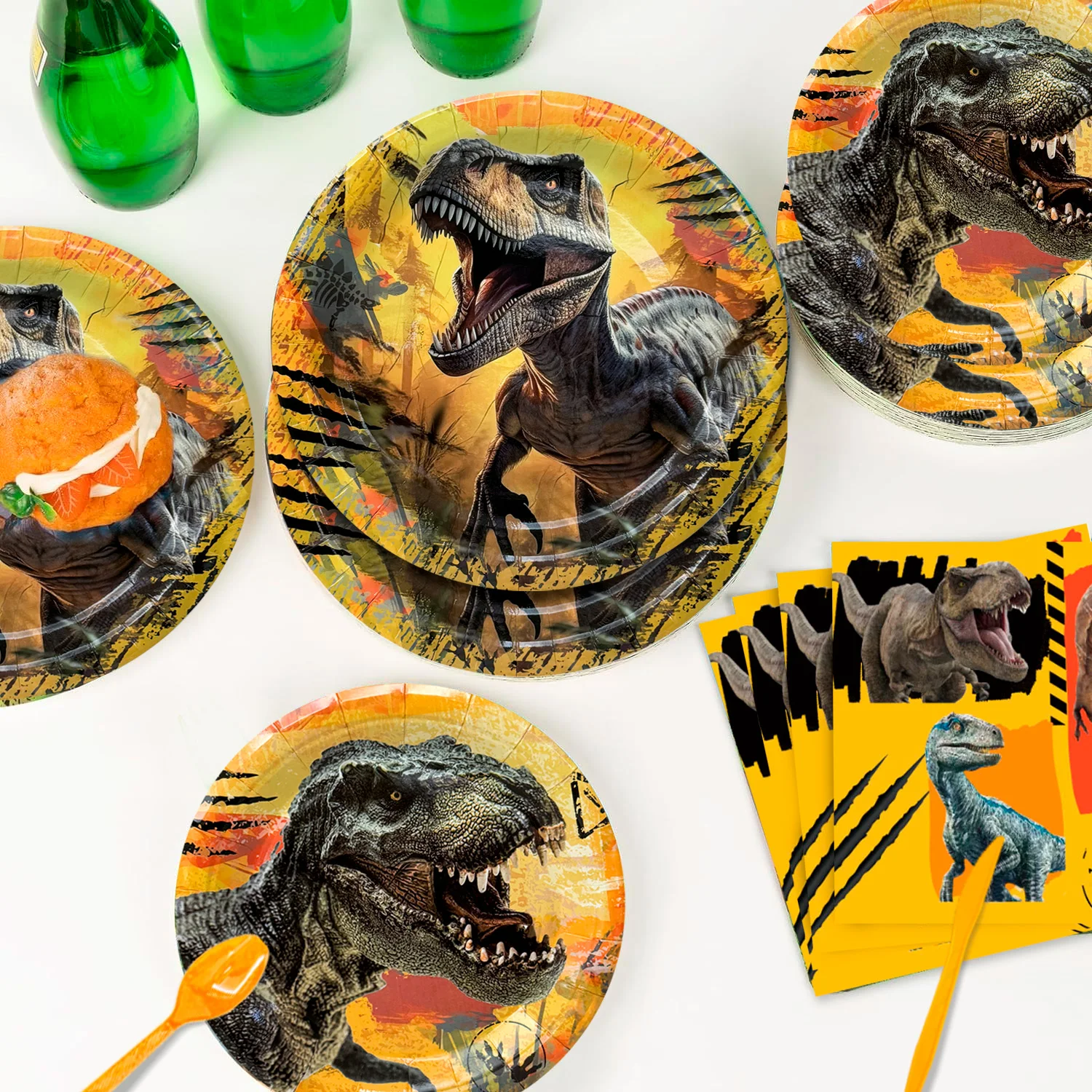Jurassic World Birthday Decorations Tableware,127pcs Jurassic World Party Decorations Set - Party Plate CupsTablecloths etc